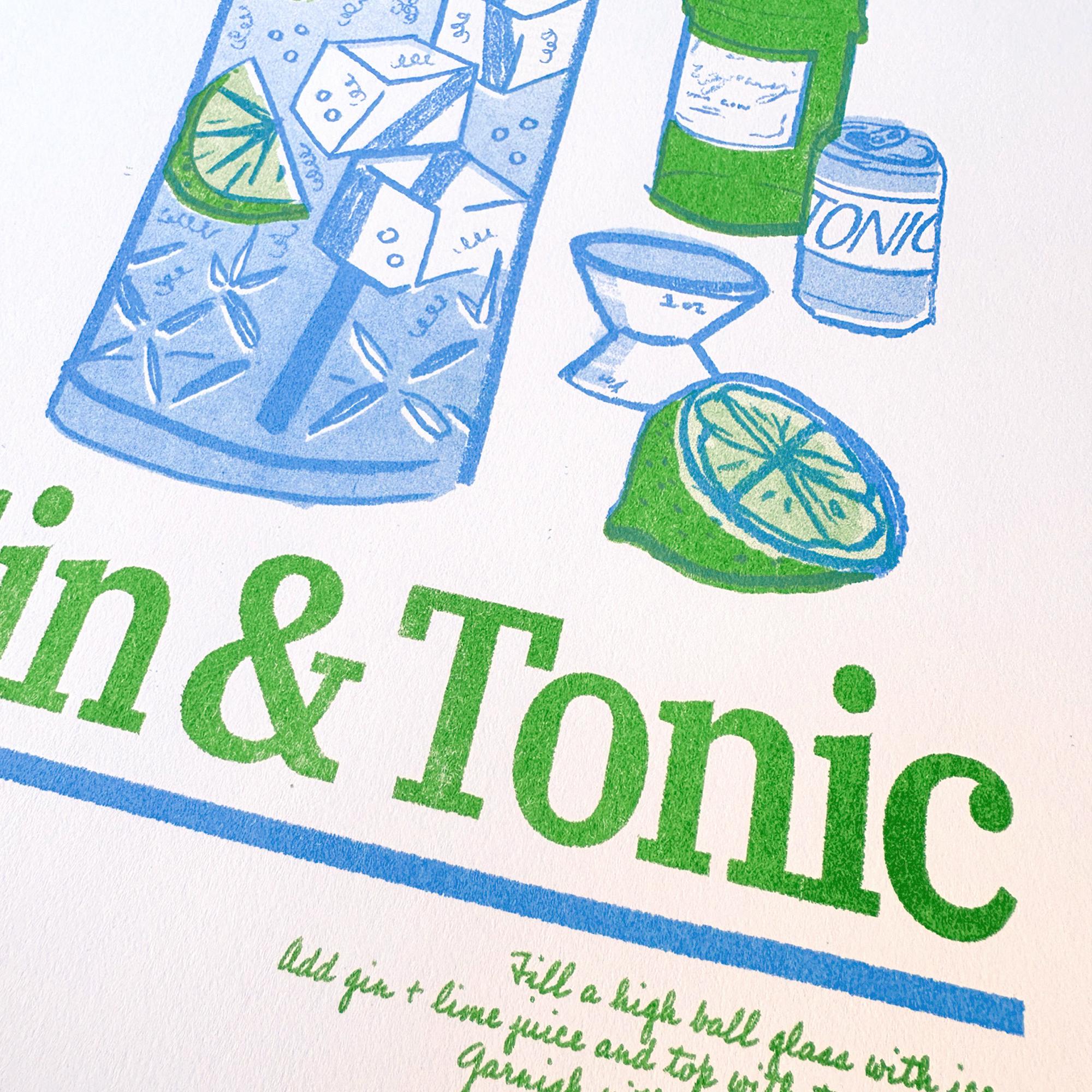 Gin and Tonic | 2-Color Riso Art Print | 8.5x11"