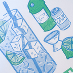 Gin and Tonic | 2-Color Riso Art Print | 8.5x11"