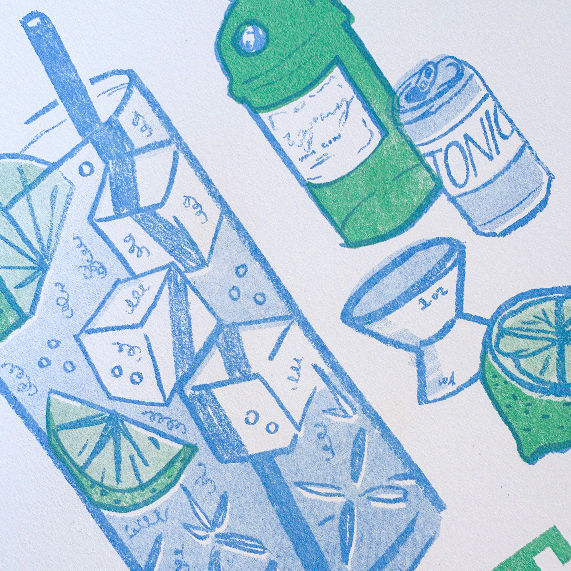 Gin and Tonic | 2-Color Riso Art Print | 8.5x11"
