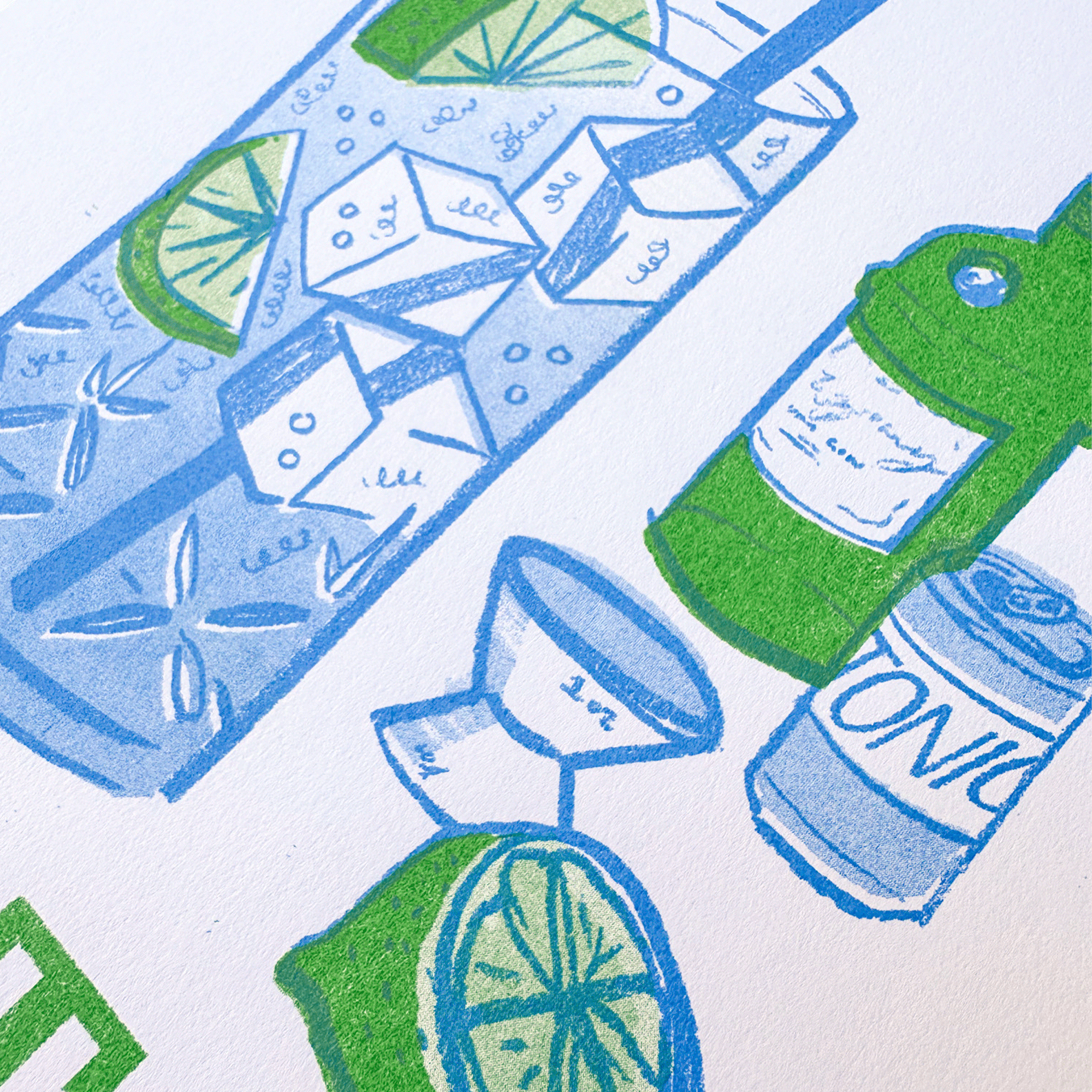 Gin and Tonic | 2-Color Riso Art Print | 8.5x11"