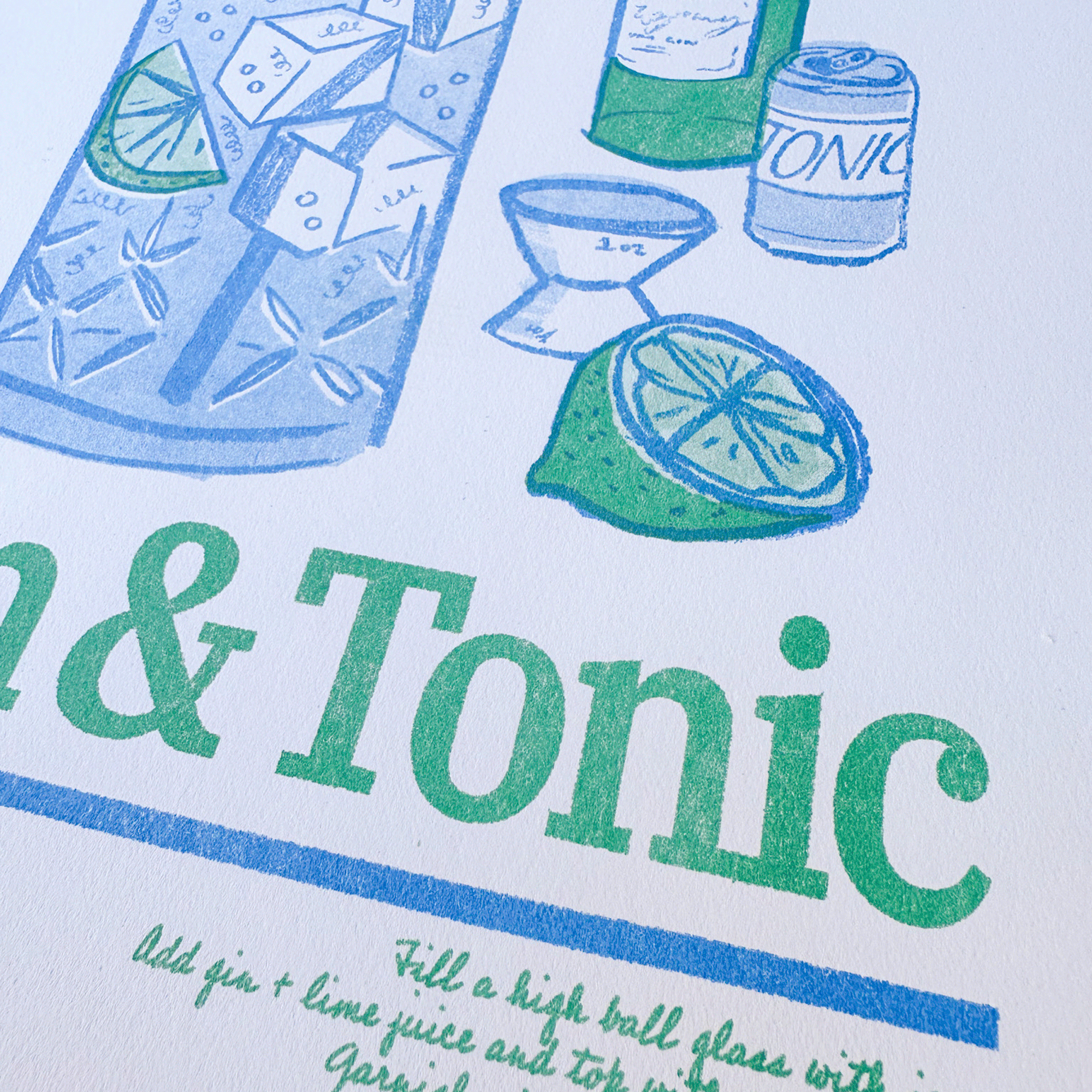 Gin and Tonic | 2-Color Riso Art Print | 8.5x11"