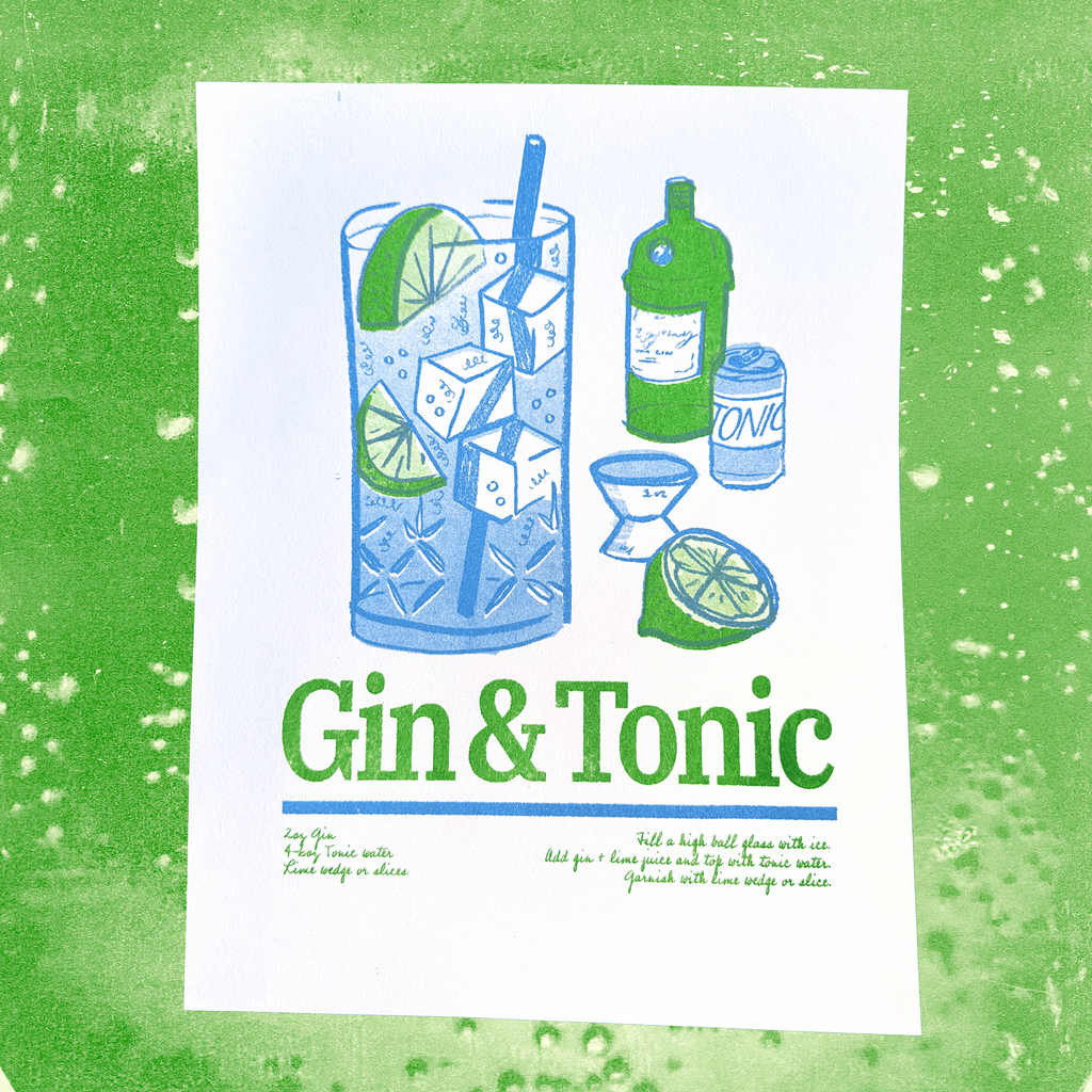 Gin and Tonic | 2-Color Riso Art Print | 8.5x11"