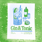 Gin and Tonic | 2-Color Riso Art Print | 8.5x11"