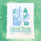Gin and Tonic | 2-Color Riso Art Print | 8.5x11"