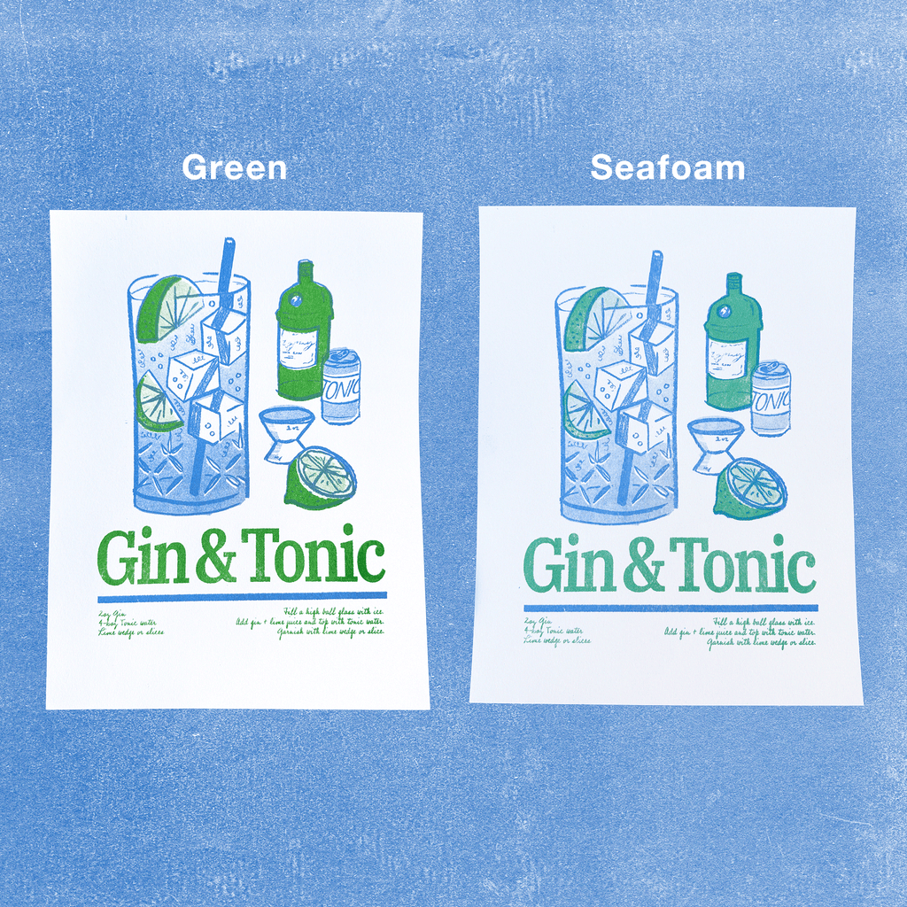 Gin and Tonic | 2-Color Riso Art Print | 8.5x11"