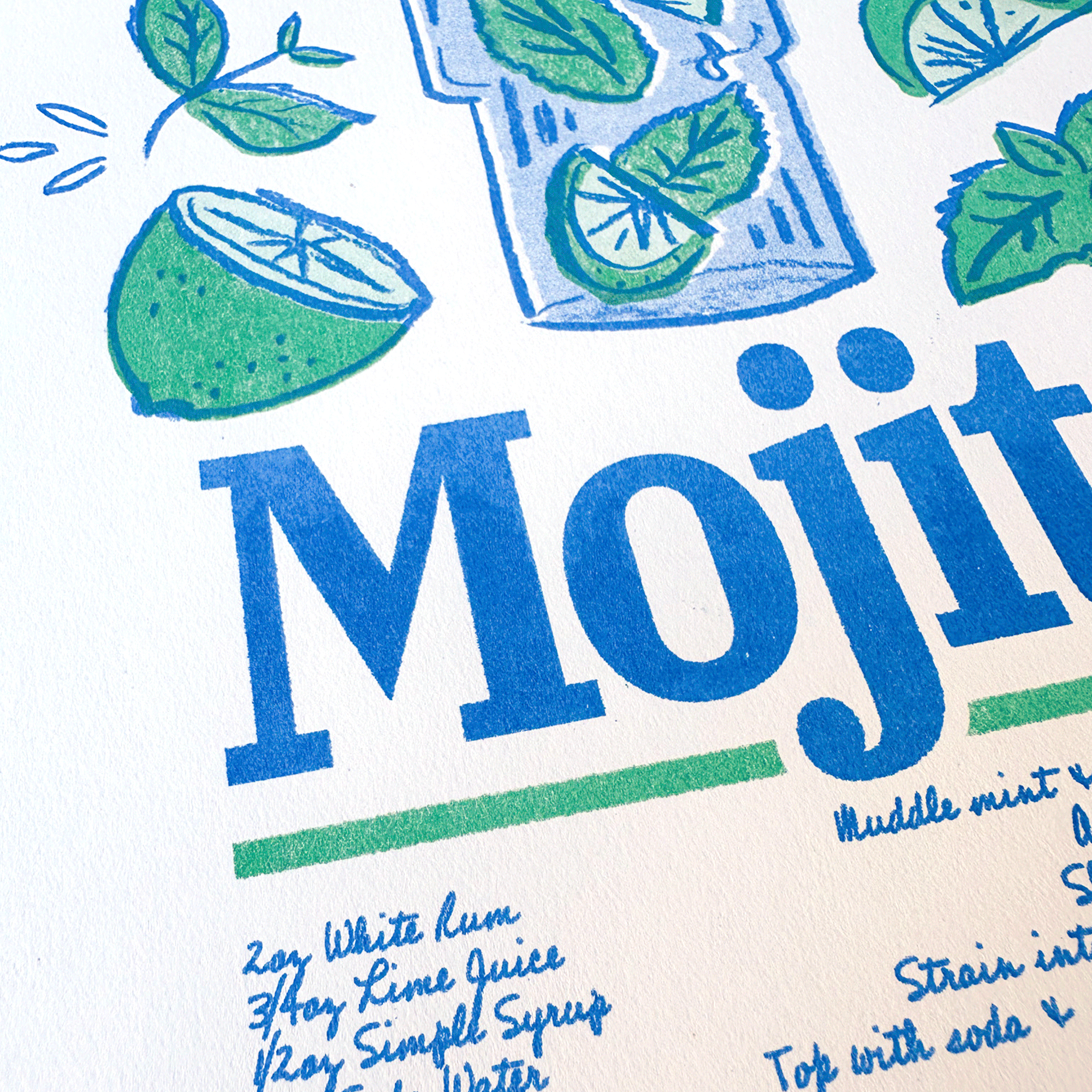 Mojito | 2-Color Riso Art Print | 8.5x11"