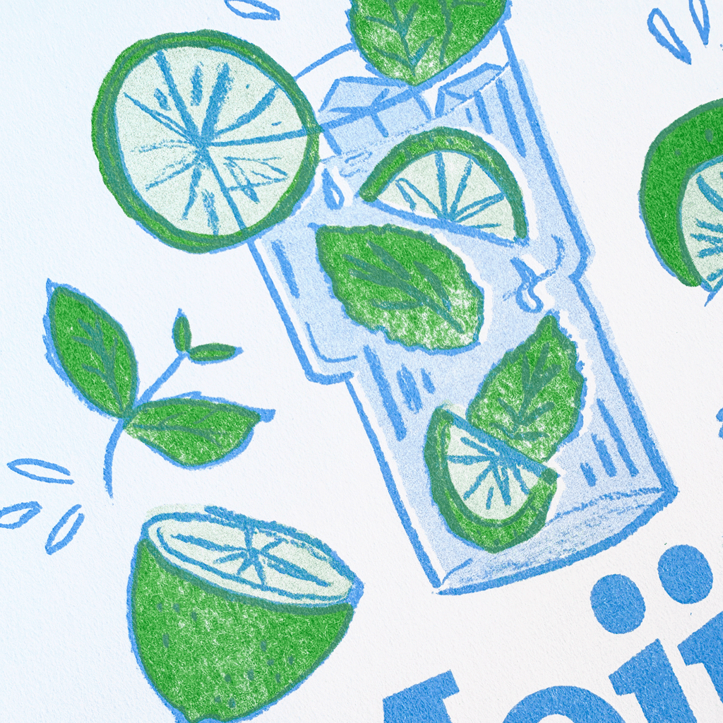 Mojito | 2-Color Riso Art Print | 8.5x11"