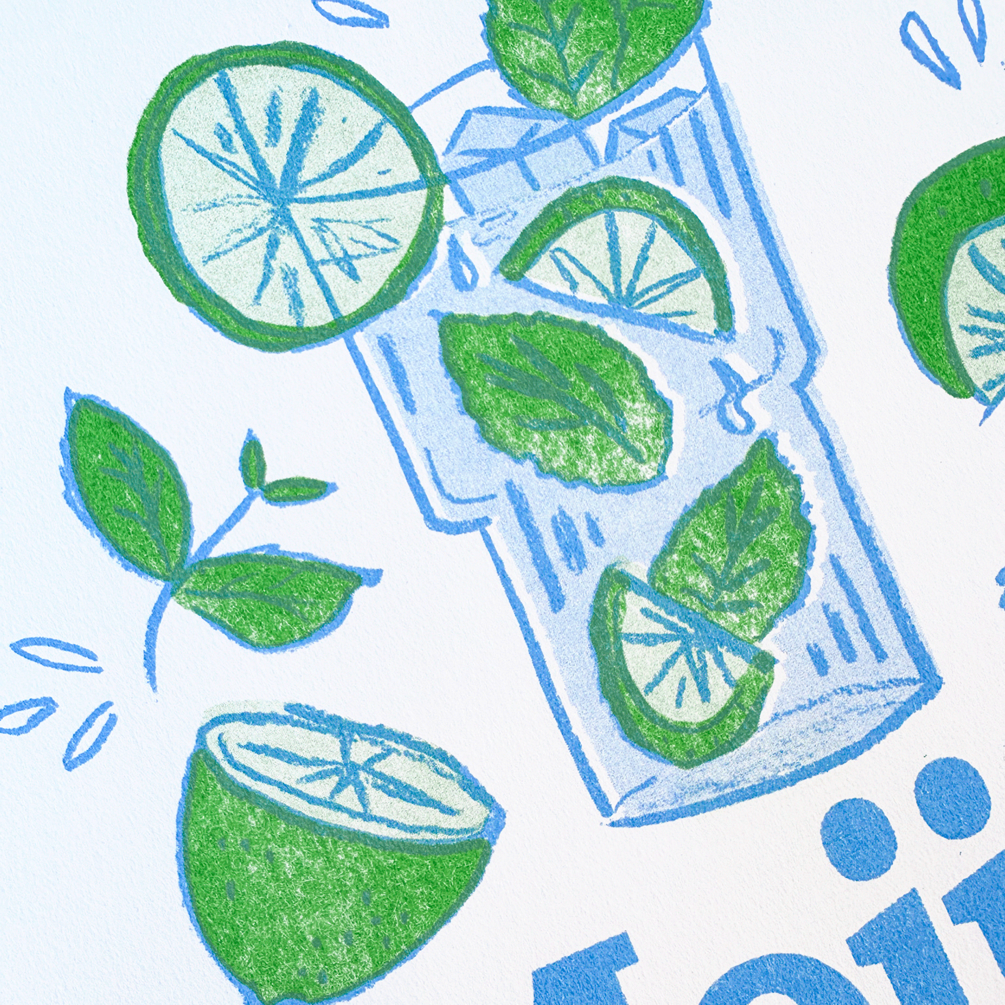 Mojito | 2-Color Riso Art Print | 8.5x11"