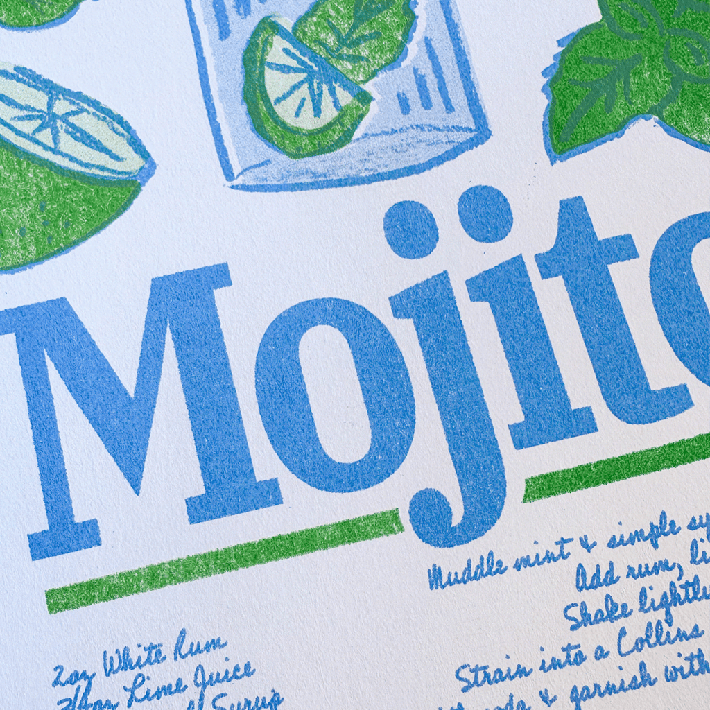 Mojito | 2-Color Riso Art Print | 8.5x11"