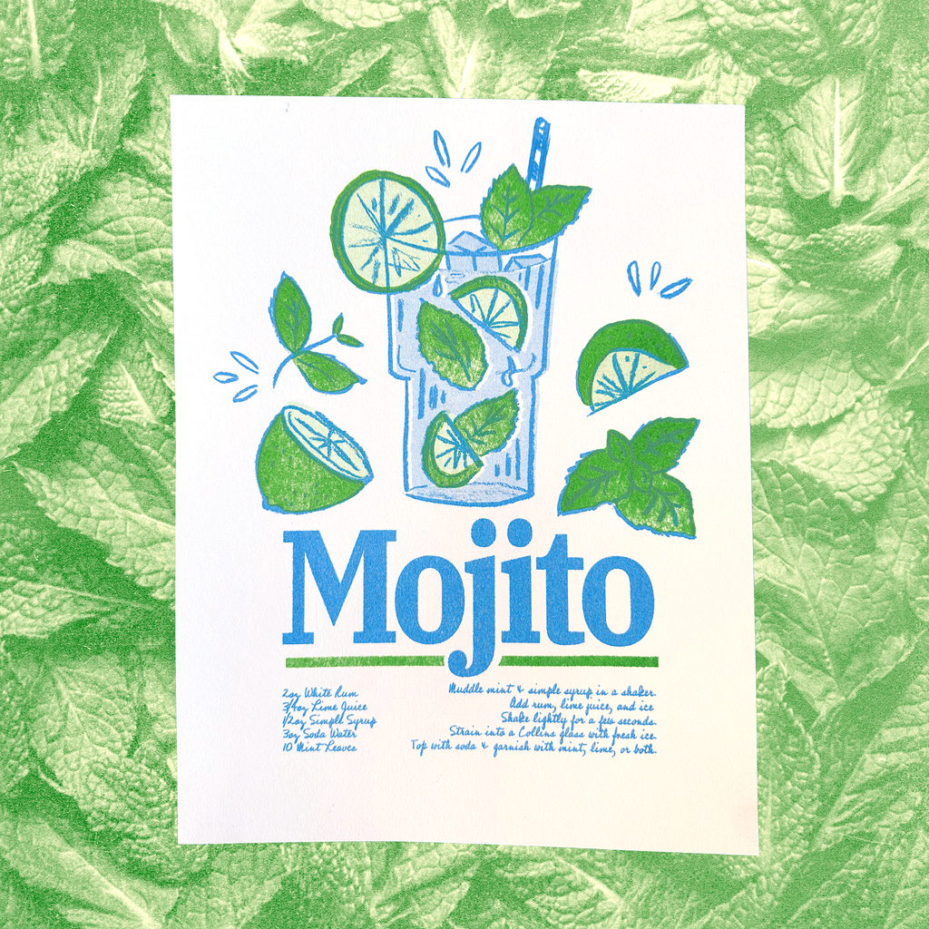 Mojito | 2-Color Riso Art Print | 8.5x11"
