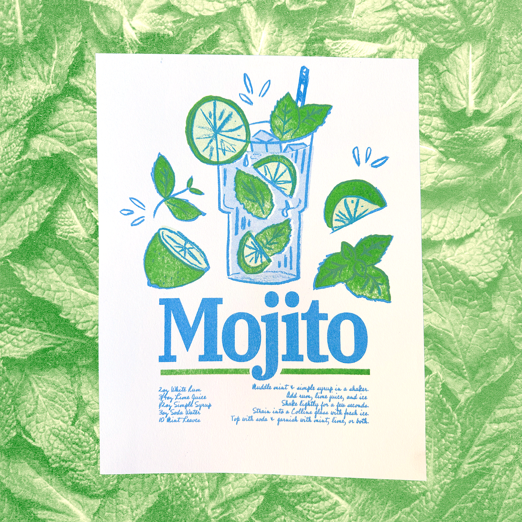 Mojito | 2-Color Riso Art Print | 8.5x11"