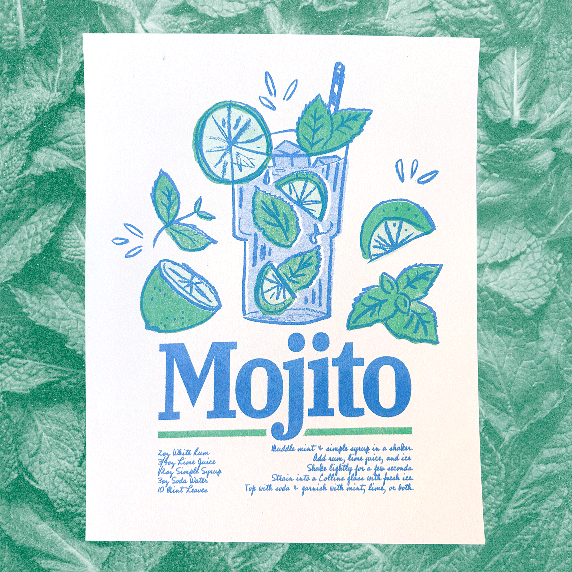 Mojito | 2-Color Riso Art Print | 8.5x11"