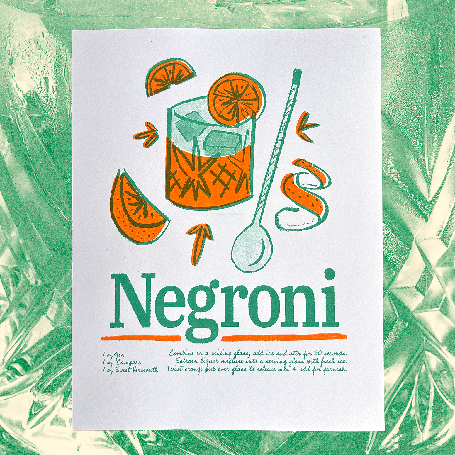 Negroni | Original Riso Art Print | 8.5x11