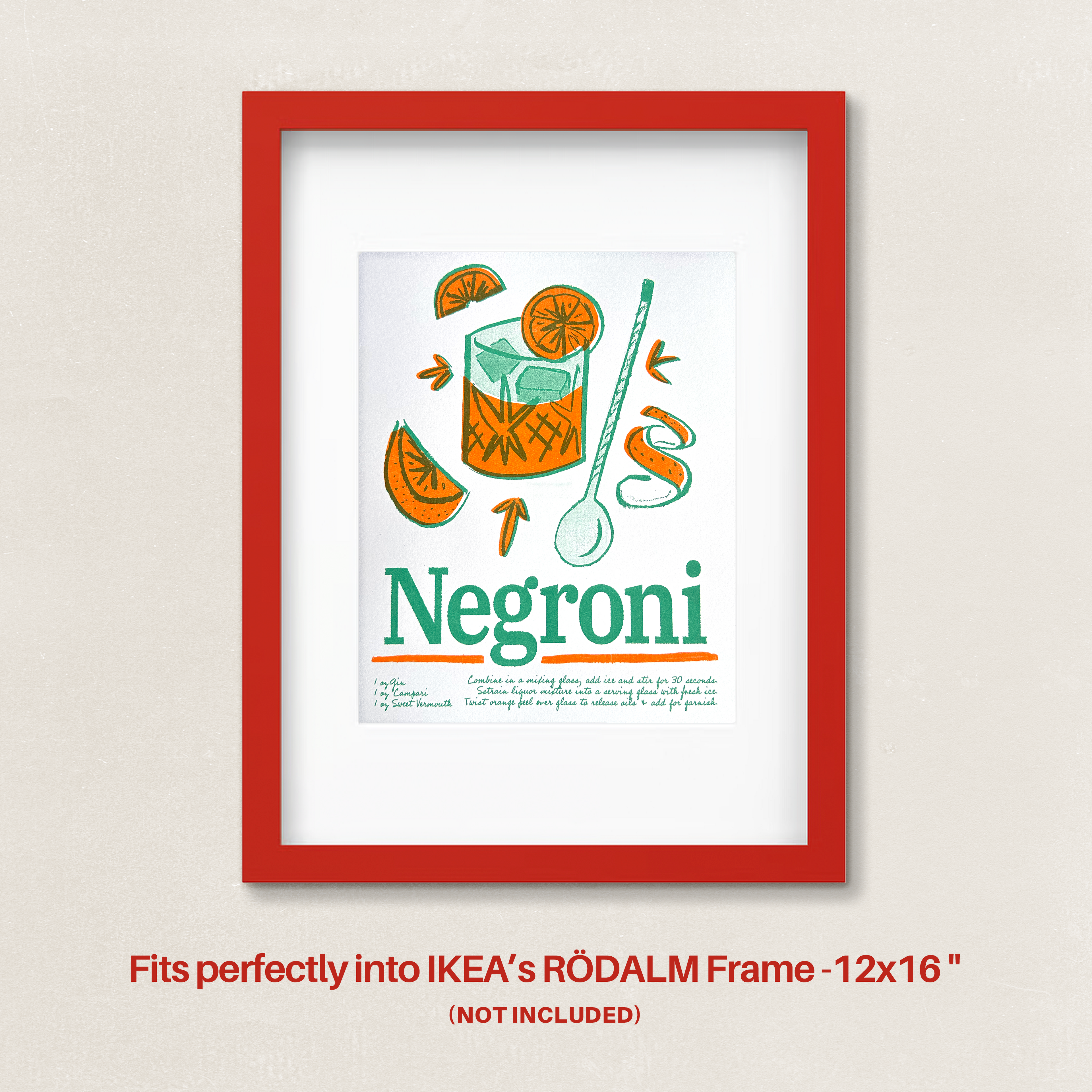 Negroni | Original Riso Art Print | 8.5x11