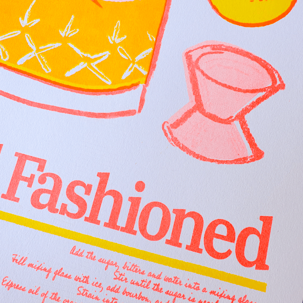 Old Fashioned | 2-Color Riso Art Print | 8.5x11"
