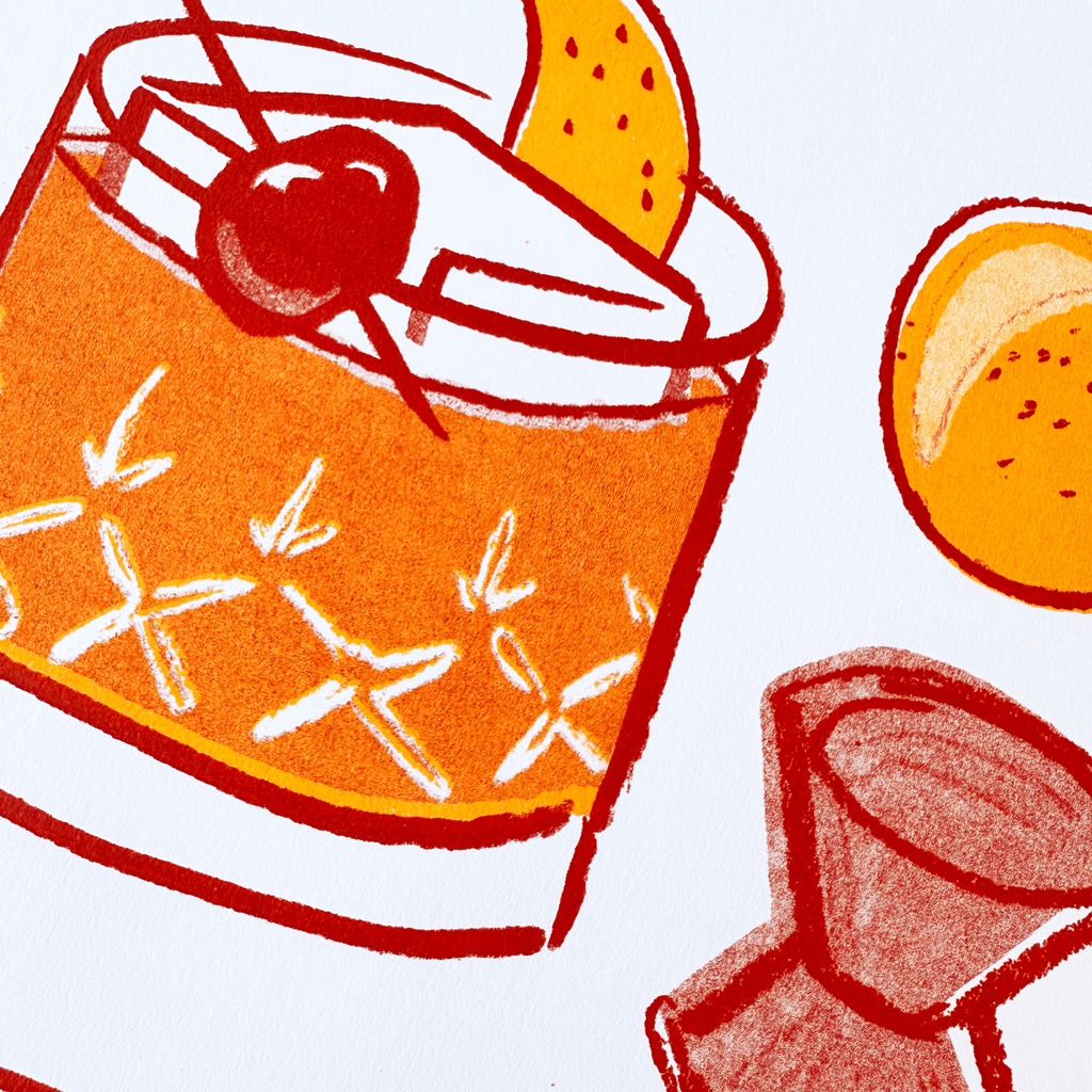 Old Fashioned | 2-Color Riso Art Print | 8.5x11"