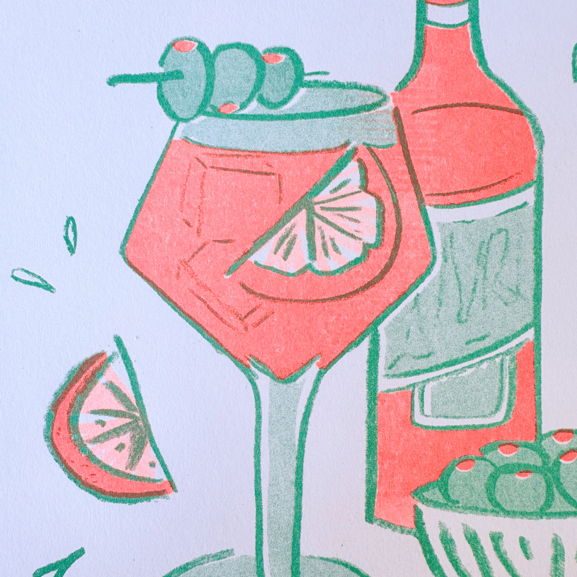 Aperol Spritz | 2-Color Riso Art Print | 8.5x11"