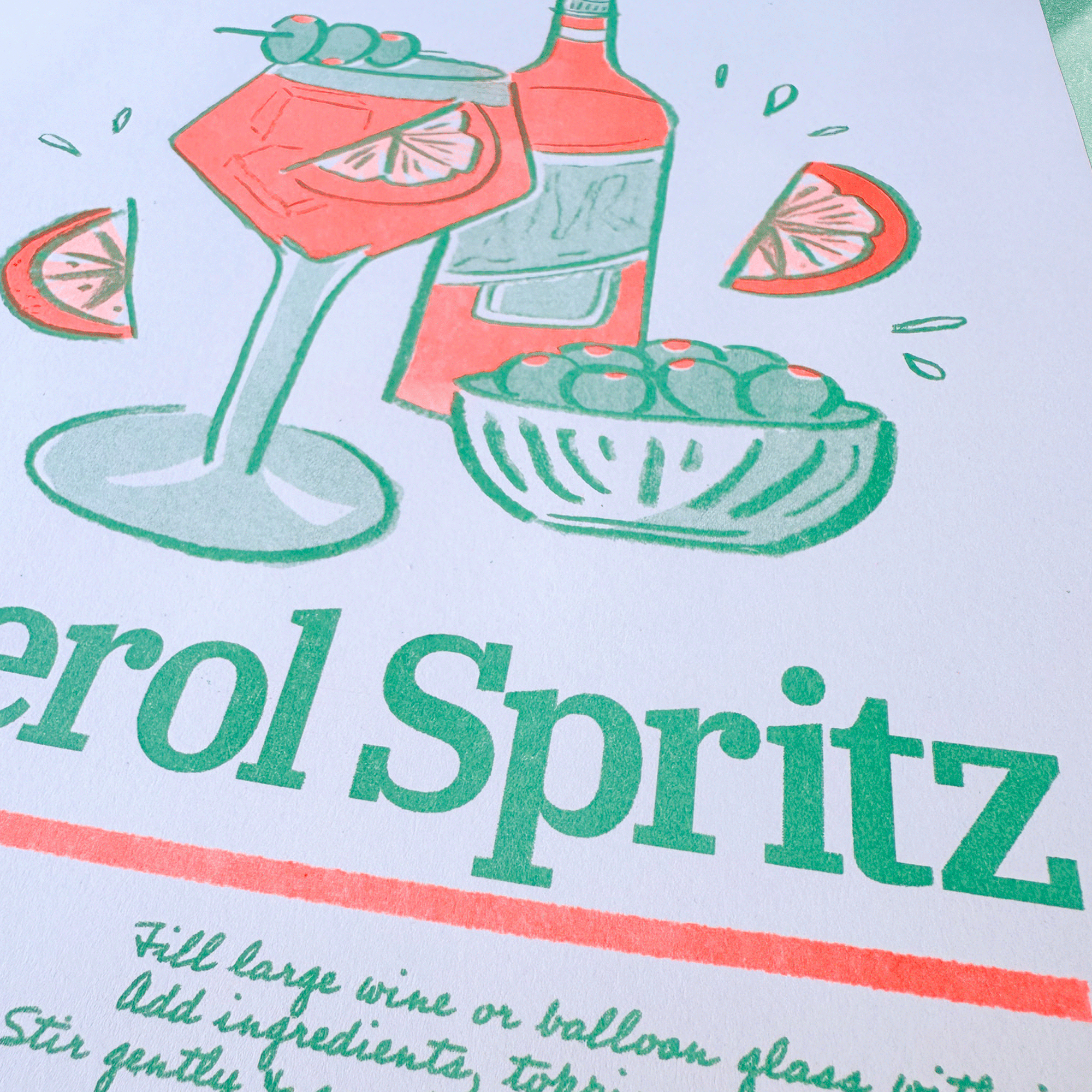Aperol Spritz | 2-Color Riso Art Print | 8.5x11"