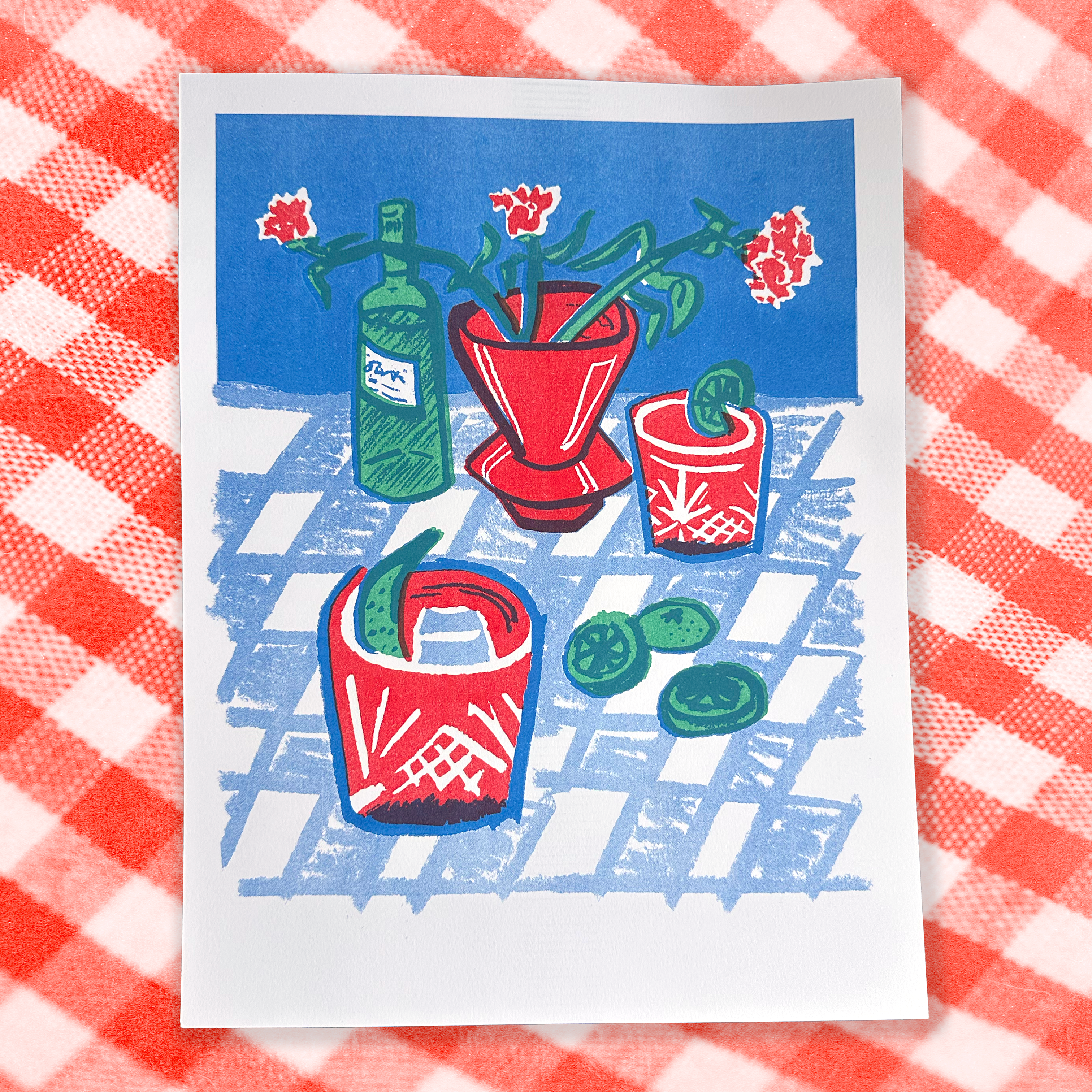 Negroni Still Life | Original Riso Art Print | 8.5x11