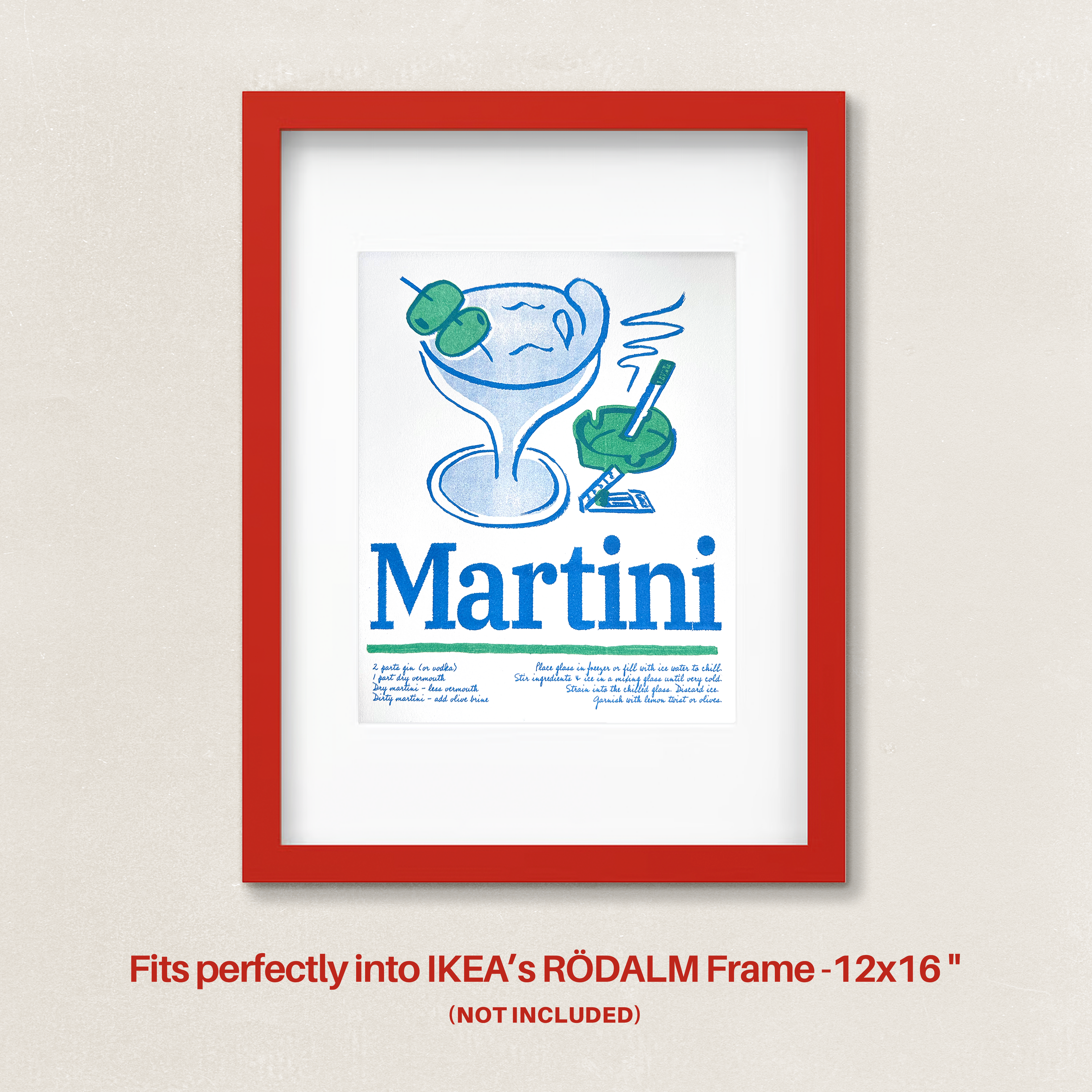 Martini | Original Riso Art Print | 8.5x11