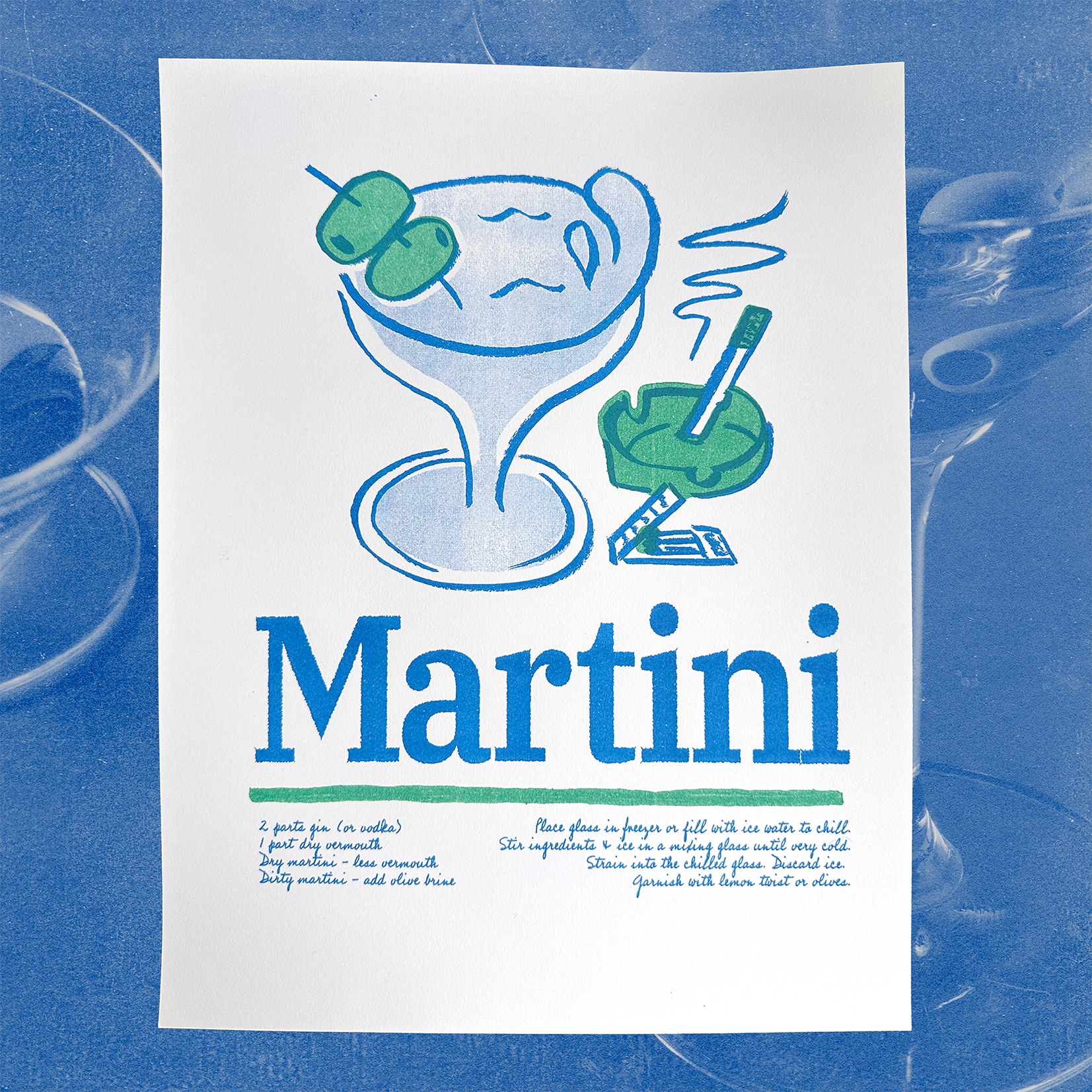 Martini | Original Riso Art Print | 8.5x11